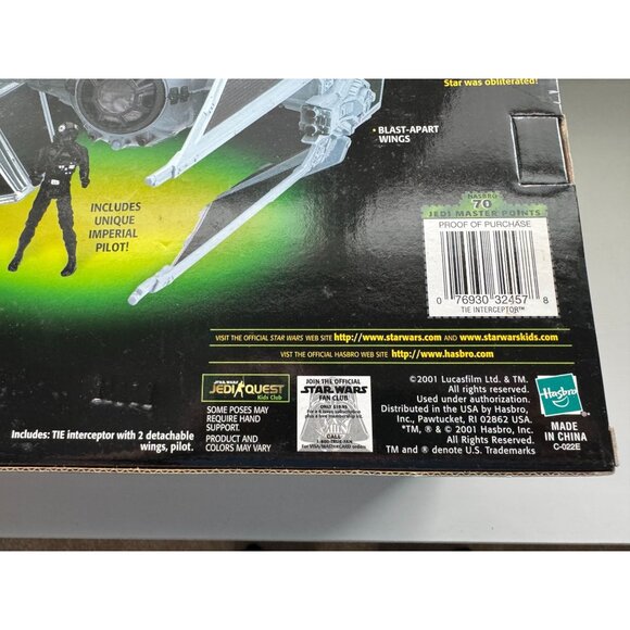 Star Wars Power of the Jedi TIE INTERCEPTOR + Imperial Pilot Hasbro New Sealed - Picture 5 of 5